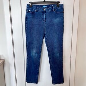 J. MCLAUGHLIN Straight Leg Jeans Dark Wash Stretch Preppy Classic Denim Size 12